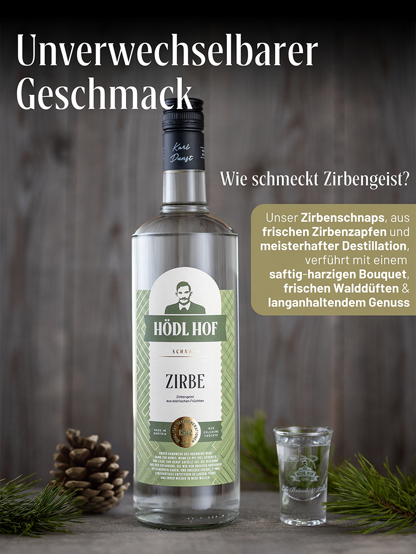 Hödl Hof Zirbengeist | Aus echten Zirbenzapfen | 38% Vol. | 1,0l