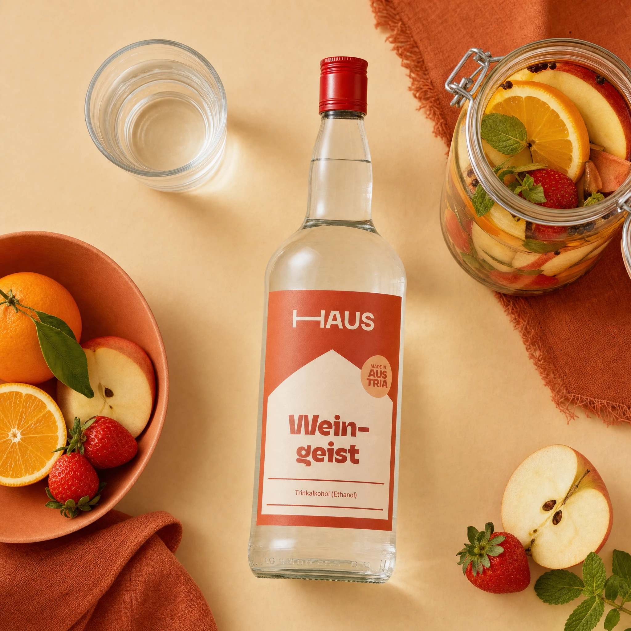 HAUS Weingeist Primasprit Ethanol (Trinkalkohol) | 96% Vol. | 1,0l